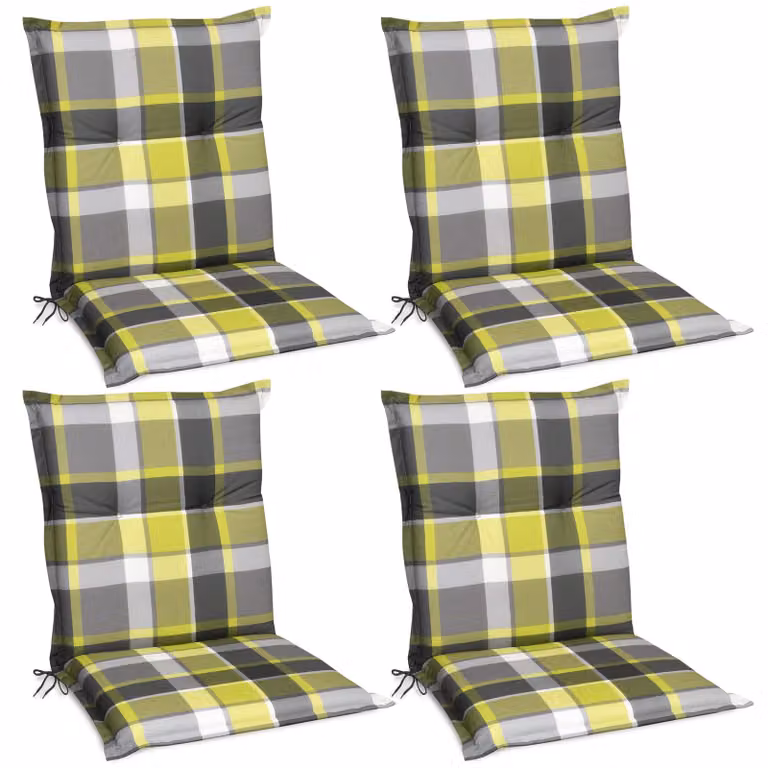 Beautissu set van 4 zittingkussens Sunny GR groen geruit voor lage stoelen, Breedte: 100 cm, Diepte: 50 cm