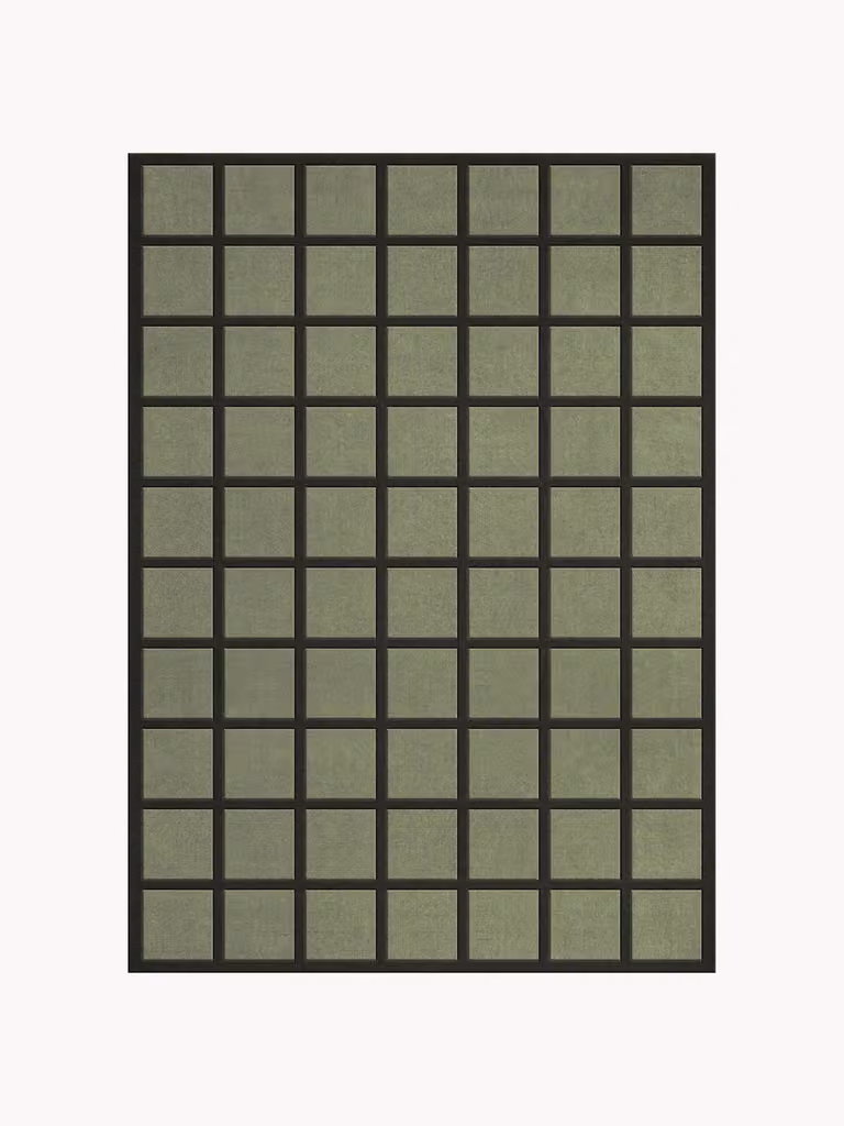 Handgeweven modern hoogpolig wollen vloerkleed Avenue Checked