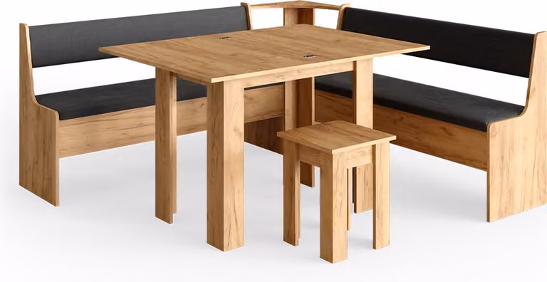 Vicco Roman Hoekbank set met tafel in Krachtige eik goud, 180 x 180 cm