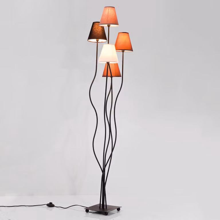 Kare Design Cinque staande lamp Mokka, zwart of bruin, modern metaal en textiel, H 163 x B 40 x D 35 cm