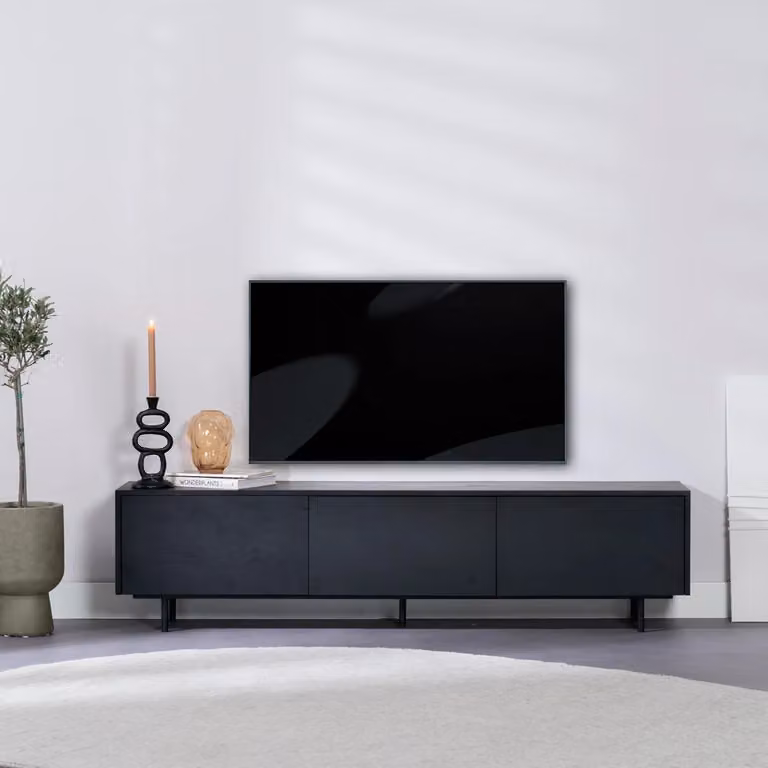 Bronx71 Tv-meubel Thomas zwart eikenhout met soft-close lades Breedte: 180 cm
