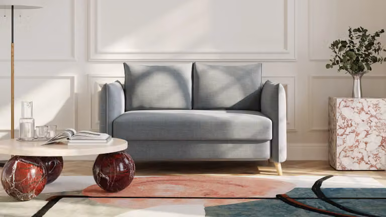 BRUNO slaapbank donkergrijs met massief eikenhout en boxspringcomfort, Breedte: 120 cm