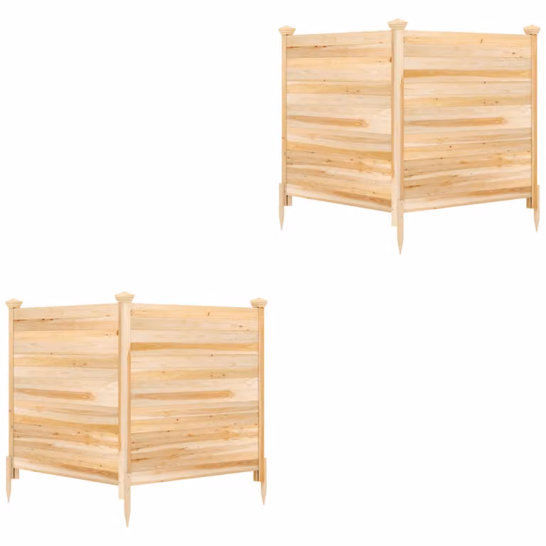 Costway 2-delig houten zichtscherm van dennenhout in kleur naturel, B/D/H: 119 x 119 cm