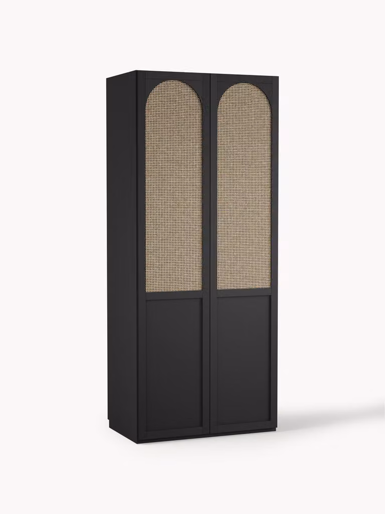 Westwing Collection Modulaire draaideurkast Jeanne met houteffect en rotan
