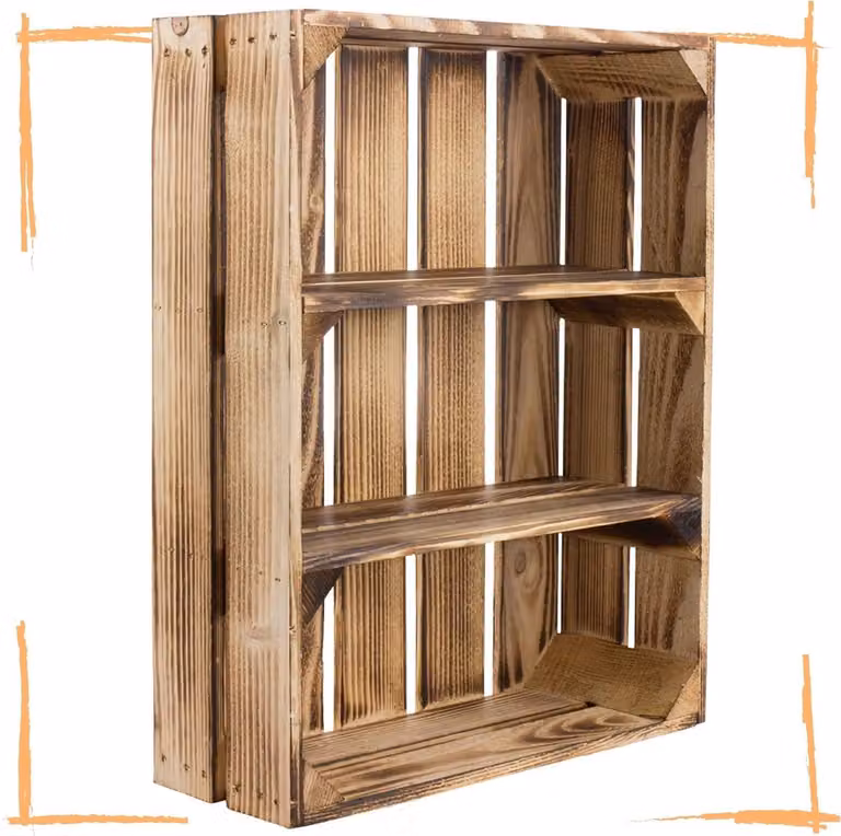 Houten Kist Opbergbox Decoratie Flamed Hout Bruin B/D/H: 50 x 40.5 x 16 cm