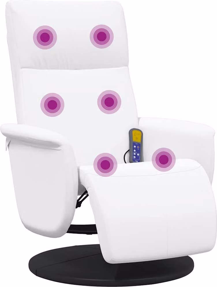 vidaXL Massagestoel met voetsteun, wit, kunstleer