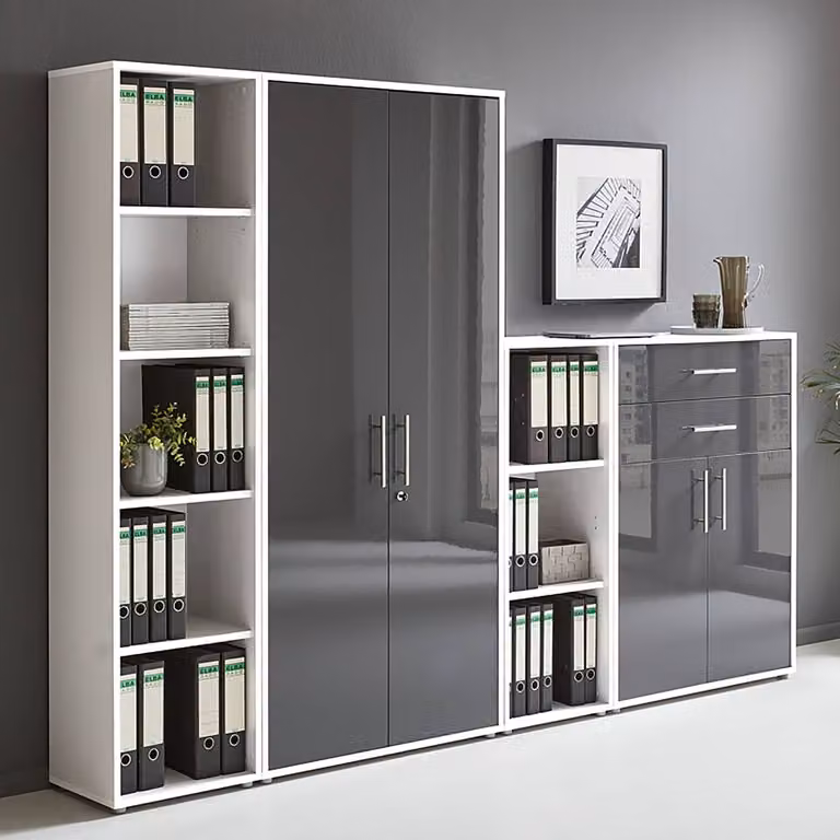 home24 Kastenset 4-delig C, modern glanz wit en antraciet, B/D/H: 85 x 33 x 186 cm