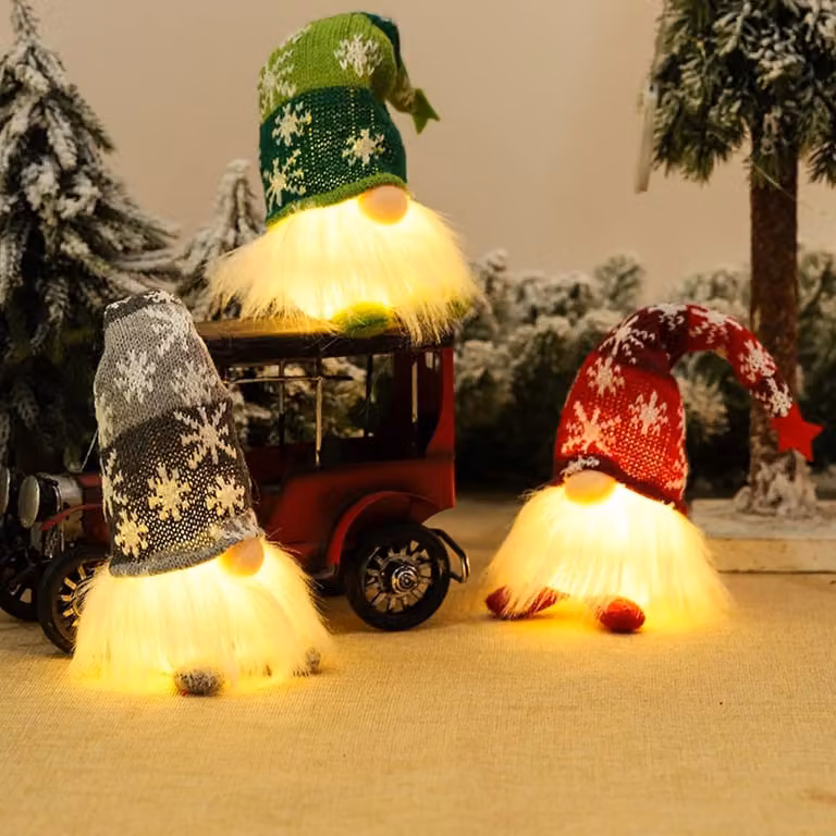 Lichtgevende Kerstgnomes voor Tafelversiering - Scandinavische Decoratie met LED Verlichting