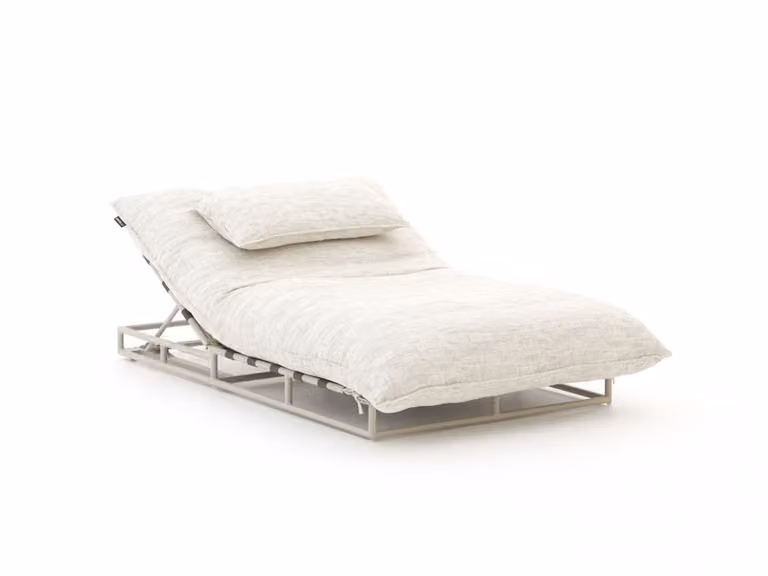 Verstelbaar ligbed Zavelli met aluminium frame en textiel in beige en bruin