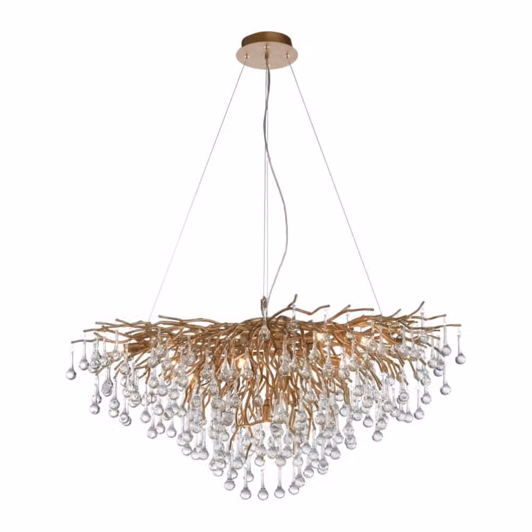 Paul Neuhaus Icicle kroonluchter in antiek messing en kristal