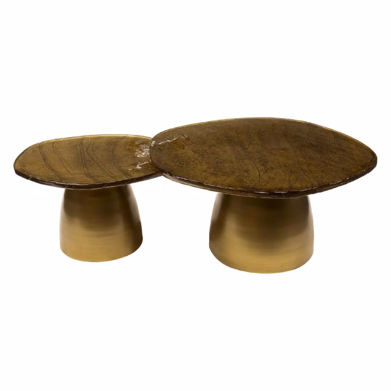 Nest of Nora Salontafel set Olav - Set van 2 ronde tafels - Antiek goud