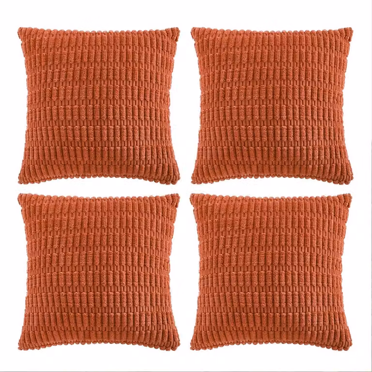Set van 4 boho corduroy kussenslopen, karamel, 40 x 40 cm
