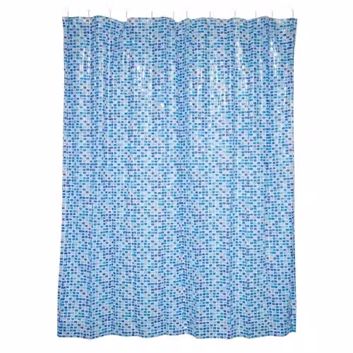MSV Duschvorhang Blau PVC en Polyester B: 180 cm, H: 200 cm