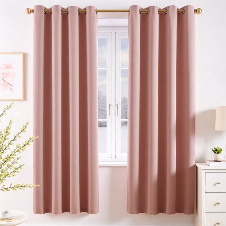 Set van 2 Ondoorzichtige Verduisterende Gordijnen voor de Slaapkamer - Roze - 200 x 140 cm