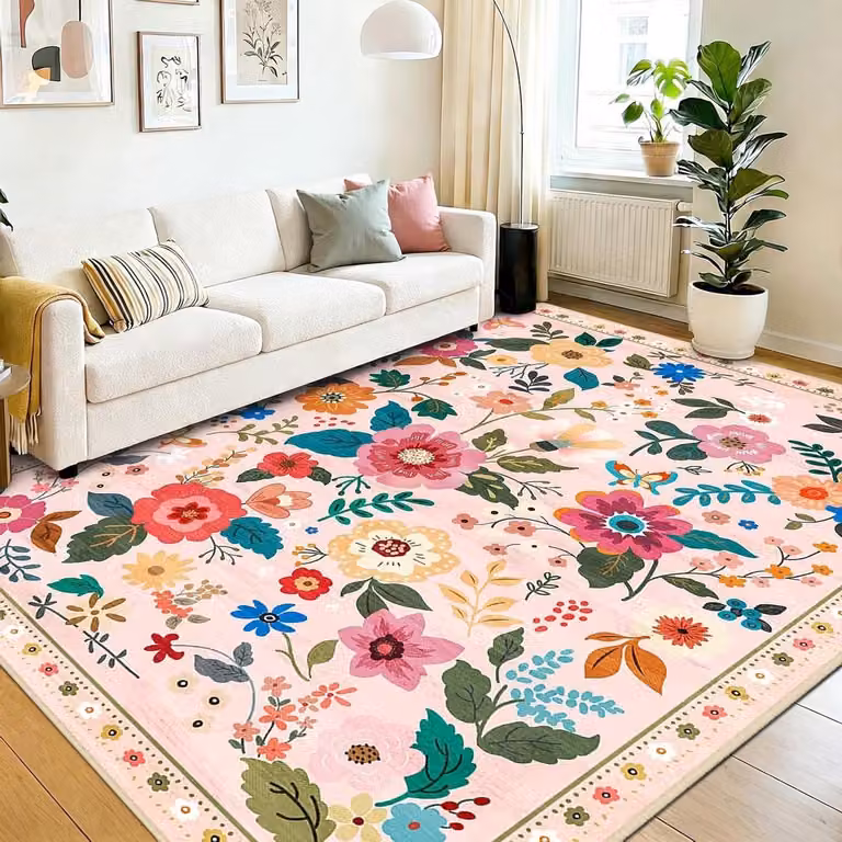 Zacht Polyester Vloerkleed voor Woonkamer en Slaapkamer - Roze Beige - 240 x 300 cm