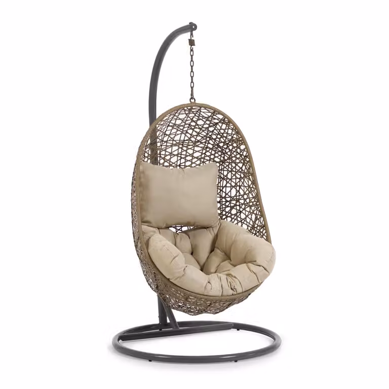 Kave Home Hangstoel Florina met standaard - Bruin