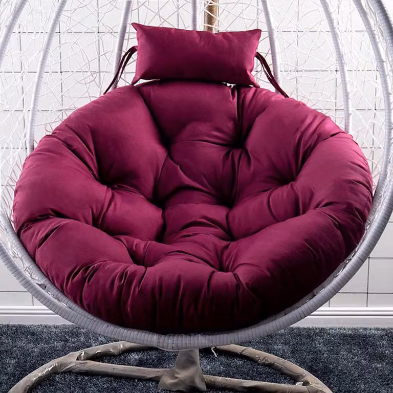 Paars Violet Hangstoel Kussen met Verstelbare Hoofdsteun - Schommelstoel Zitkussen voor Buiten - Diameter: 105 cm