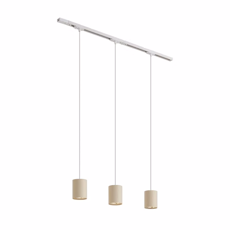 Qazqa Modern railsysteem met 3 hanglampen wit en beige, 1-fase