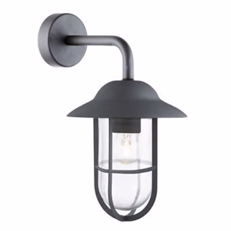 Searchlight Toronto Buitenlamp zwart met transparant glas, Hoogte: 31 cm