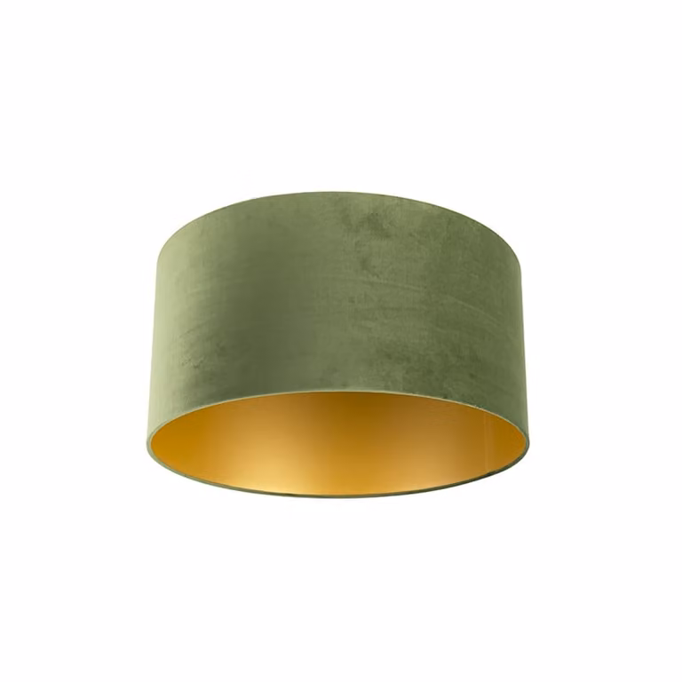 QAZQA Velours lampenkap groen met gouden binnenkant B/D/H: 50 x 50 x 25 cm