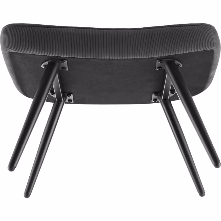 Hygge fauteuil met hocker, ergonomische lounge stoel, antraciet/zwart