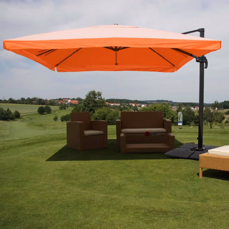 Mendler Gastronomie-scherm met pergola model HWC-A96 terracotta, 3x4 meter (diameter 5 meter)