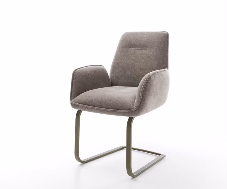 DELIFE Zoa-Flex Sledemodel Stoel met Titanium Pocketveer Kern in Taupe met Gestructureerde Stof