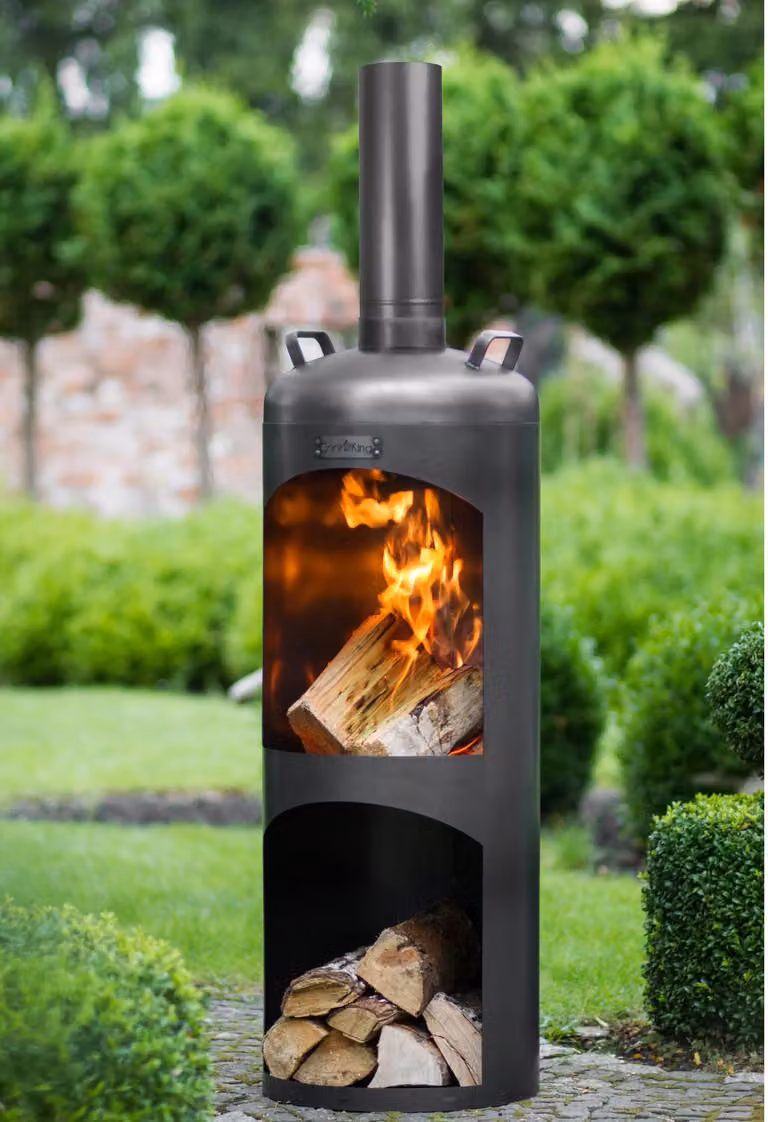 CookKing terrasoven Faro chiminea, zwart, H x B x D: 158 x 40 x 40 cm