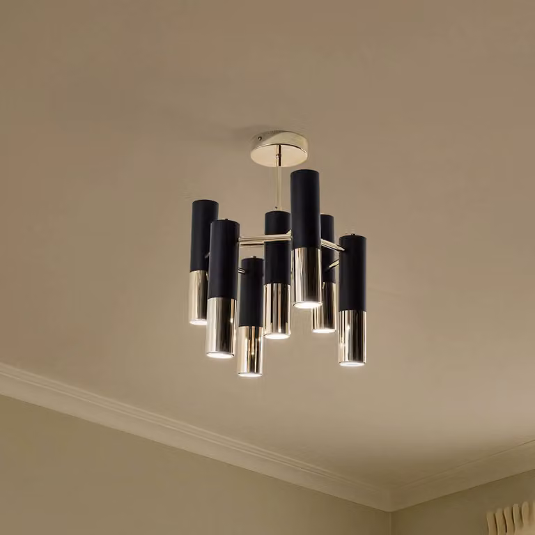 Domiluce Moderne Plafondlamp voor Woon- en Eetkamer, Dimbaar, Metaal, Goud/Messing of Zwart, GU10