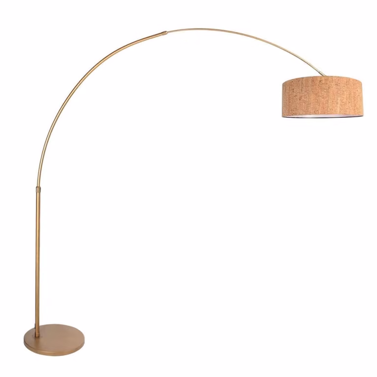 Steinhauer Sparkled Light Bronzen Vloerlamp met Kurken Kap - Brons/Bruin - Ø50 cm