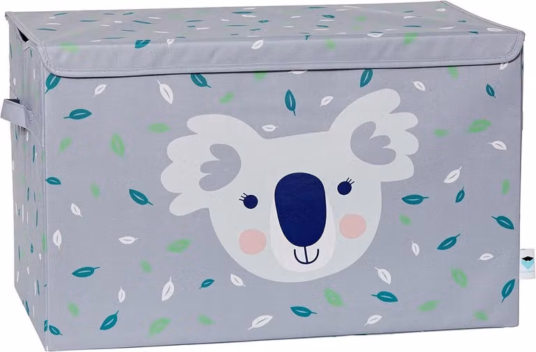 Grijze stoffen speelgoedkist met deksel voor kinderen B/D/H: 62 x 38 x 39 cm