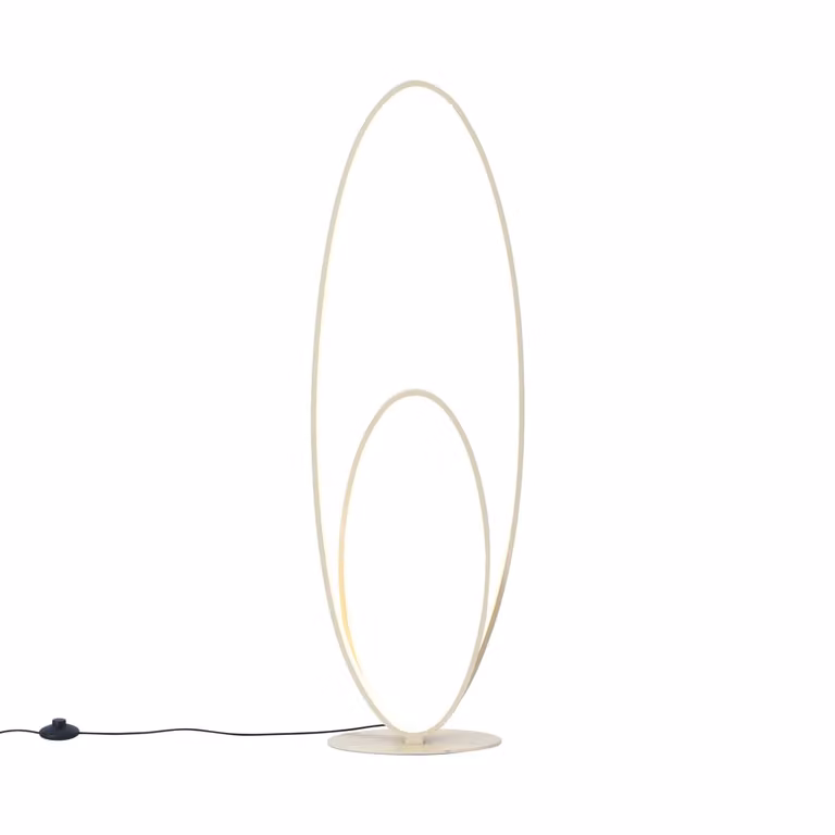 Qazqa Boomerang Design vloerlamp beige met dimbare LED en arc vorm