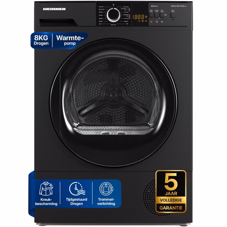 Heinner HHPD-V8T1CHSA Vrijstaande Warmtepompdroger, 8 kg, Zilver