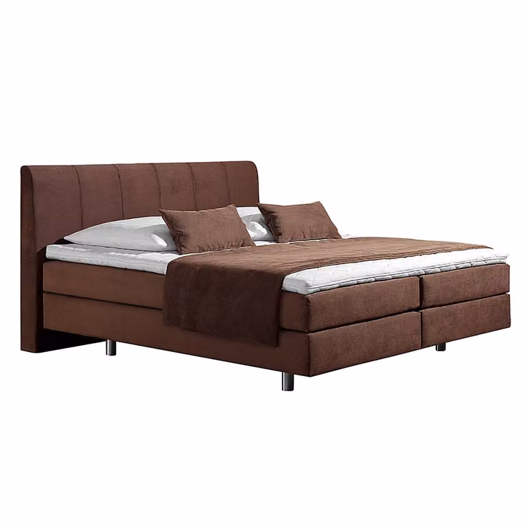 home24 Boxspring Baila 140 x 200 cm Bruin met H2 pocketveringmatras