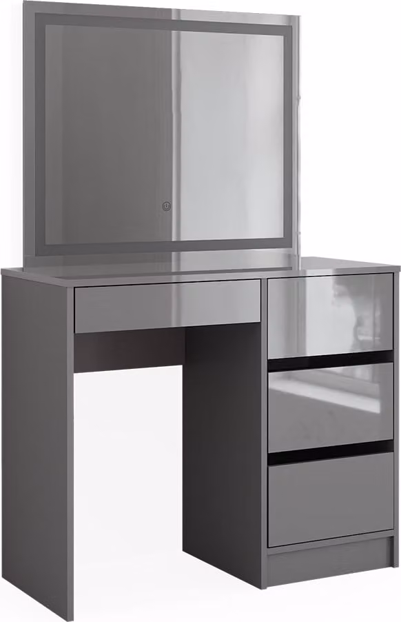 Vicco Sherry Kaptafelset met LED-spiegel, Hoogglans grijs, Breedte: 90 cm
