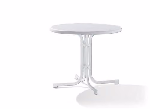 Sieger 209/W Boulevard-klaptafel met mecalit-Pro-plaat, wit marmerdecor, Ø 86 cm