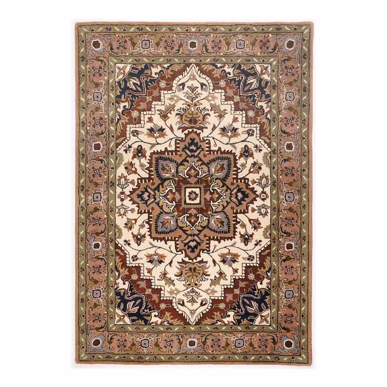 home24 Wollen vloerkleed Royal Heriz bruin/multicolour B: 160 cm, D: 230 cm