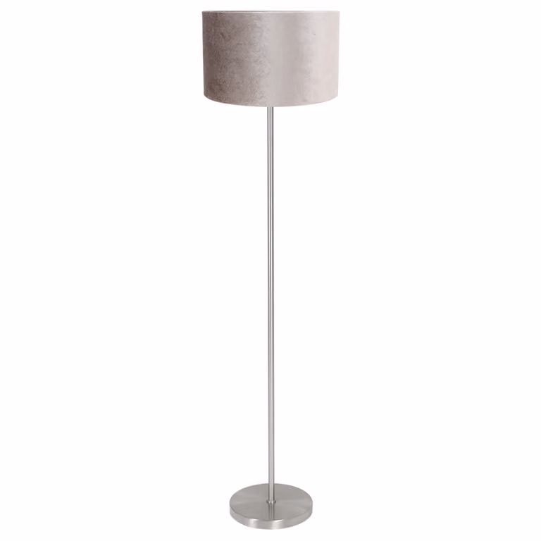 Steinhauer Vloerlamp Noor met grijze kap en zilveren voet, B/D/H: 20 x 20 x 134 cm