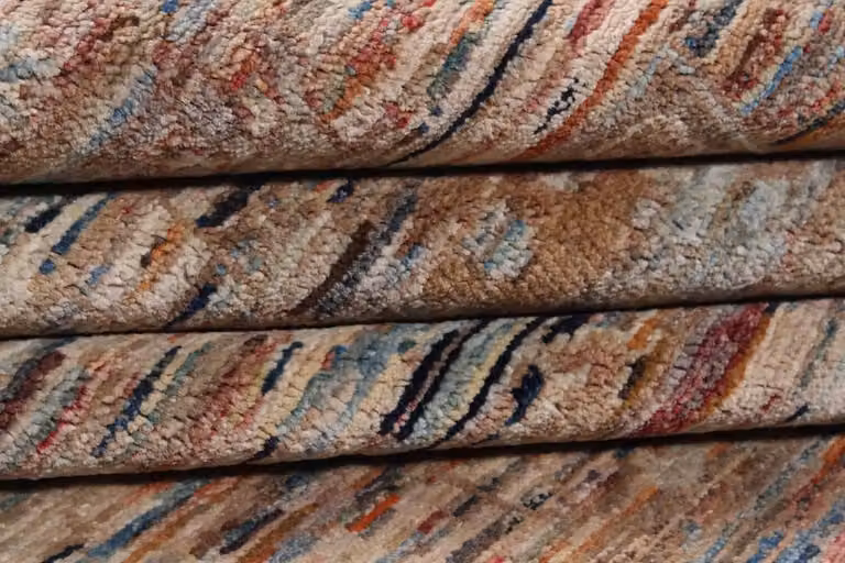 Authentiek Afghans Handgeknoopt Art Deco Vloerkleed met Bloemenmotief van Wol