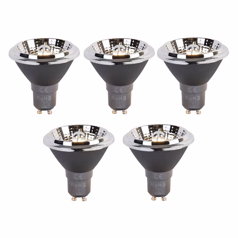 Set van 5 LUEDD AR70 GU10 LED lampen met 3-staps dim-to-warm functie, 6W, 320 lm, Wit