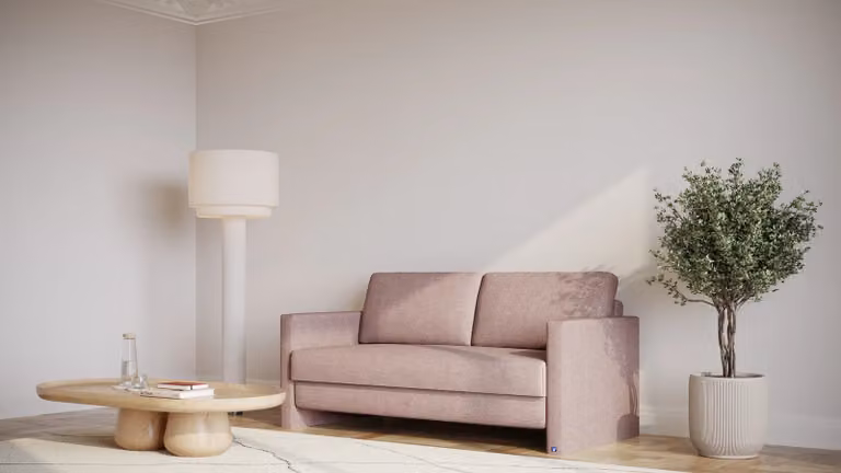 BRUNO slaapbank 160 cm in Pink Blush Rosa met massief houten frame en boxspringcomfort