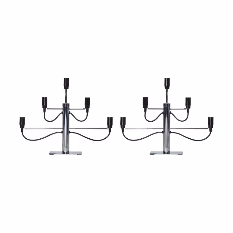 Star Trading Milano 5 kandelaar 2-pack - Chroom - Hoogte: 46 cm