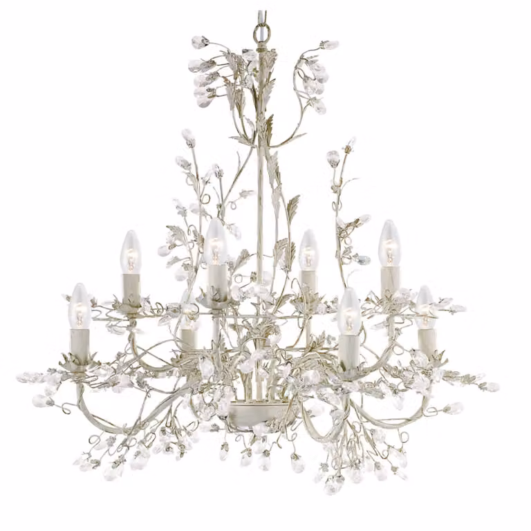 Searchlight Almandite Klassieke Kroonluchter 8-lichts Crème/Kristal Ø 74 cm