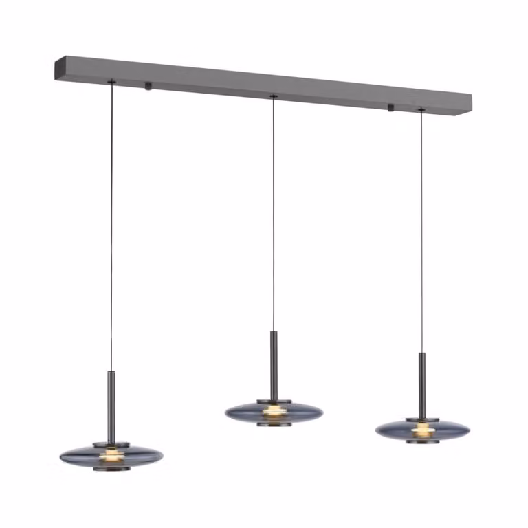 Paul Neuhaus Vitrum LED hanglamp - 3-lichts - Grijs - Glas en Aluminium