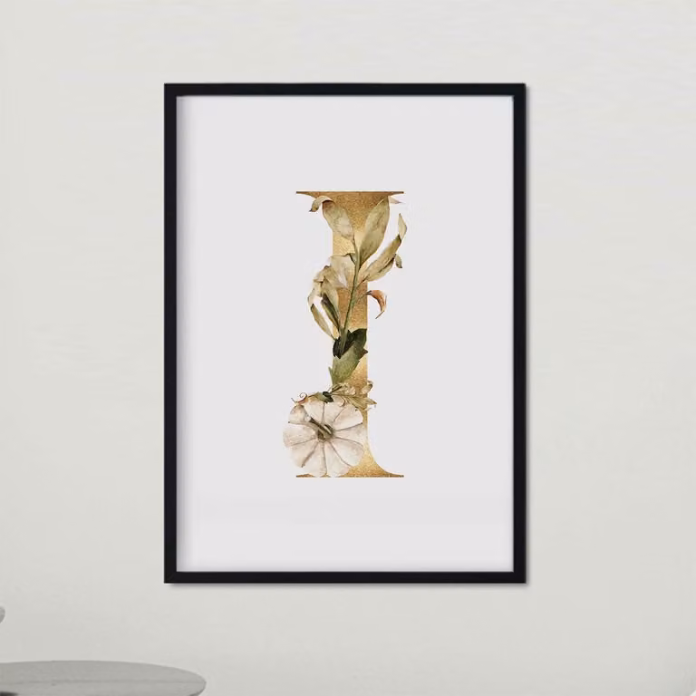 Letter Poster Alfabet Print Muur Decoratie Gouden Bloemen Stijl A4 Formaat Goud