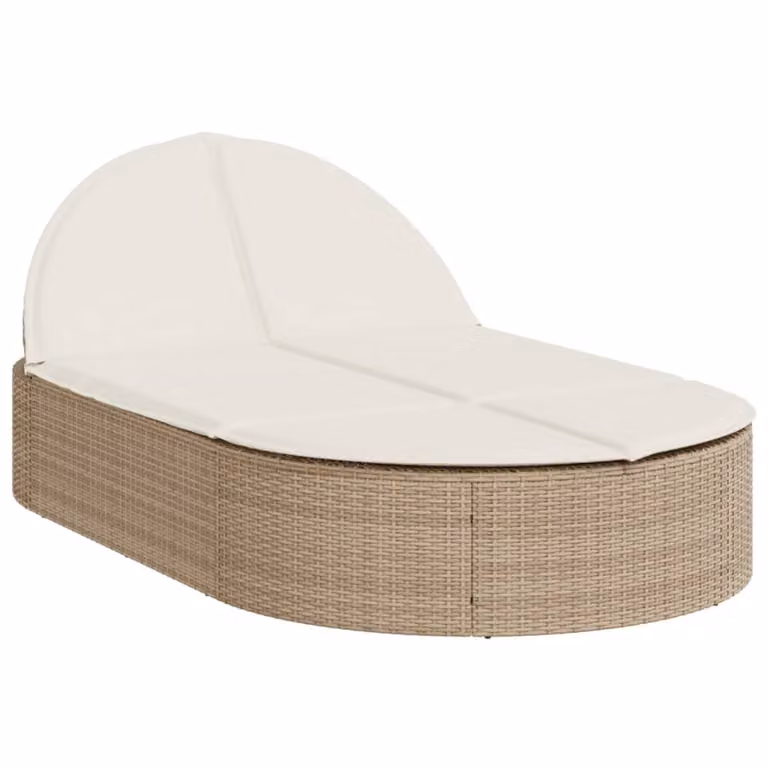 vidaXL Dubbele ligbed met kussens, beige, polyrotan