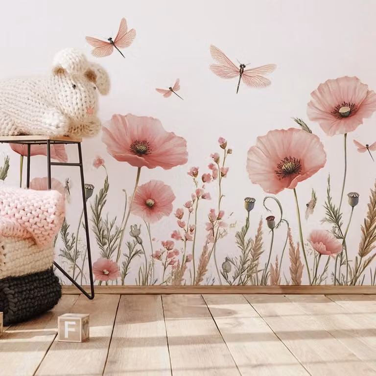 Cosensi Bloemen Muurstickers voor Kinderkamer, Slaapkamer of Woonkamer - Boho Stijl - Verwijderbaar en Zelfklevend