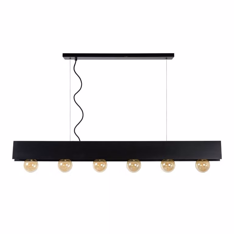 Lucide Design hanglamp Surtus 6-lichts zwart met transparante glazen