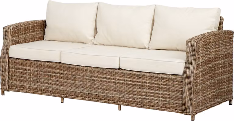 Gram 3-persoons tuinbank inclusief kussens in naturel en off-white