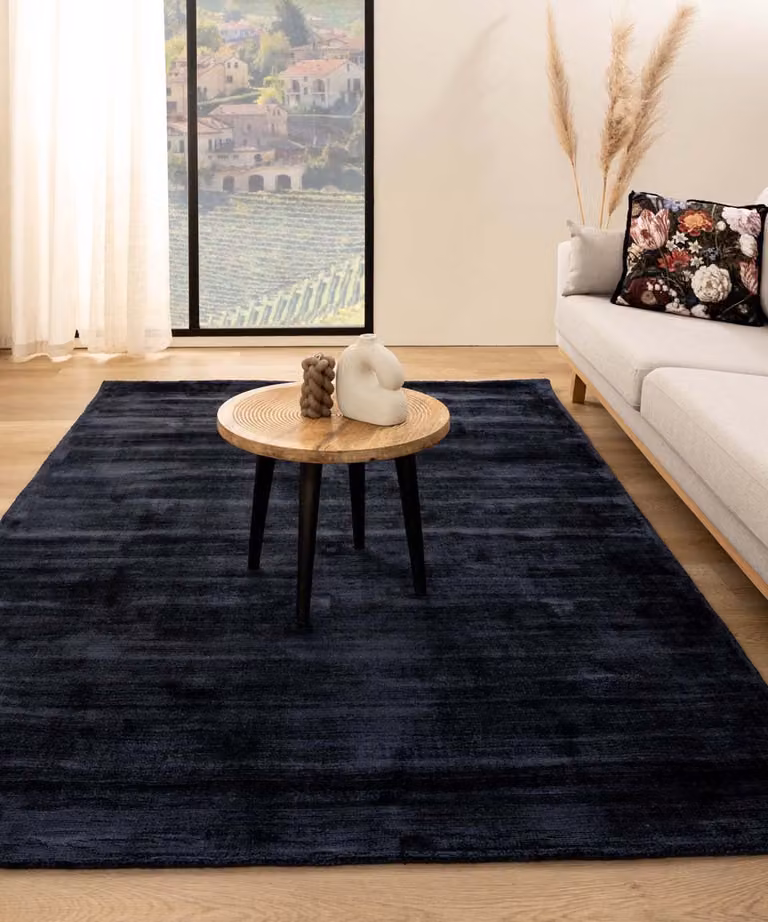 Glamour Viscose Vloerkleed - Marineblauw - 200 x 300 cm